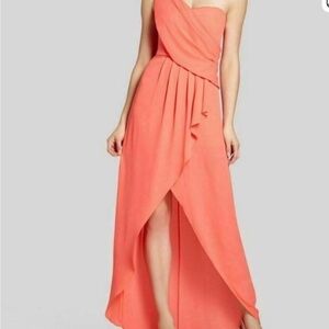 BCBG “Kail” Elegant Coral One Shoulder Dress